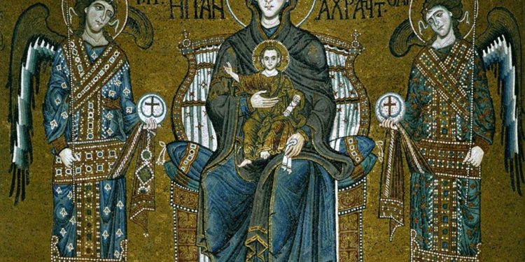 أيقونة والدة الإله على العرش – تاريخ الايقونة