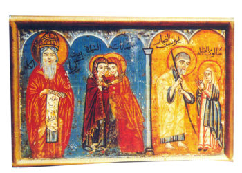 أيقونة‏ قبطية ‏أثرية‏ ‏لزيارة مريم العذراء لأليصابات – الايقونة وشرحها