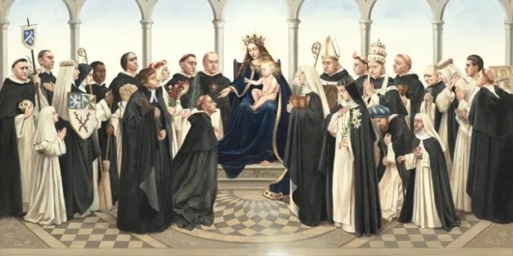 القدّيس دومينيك ورؤيا مريم العذراء التي أدّت إلى تأسيس عبادة الوردية المقدّسة